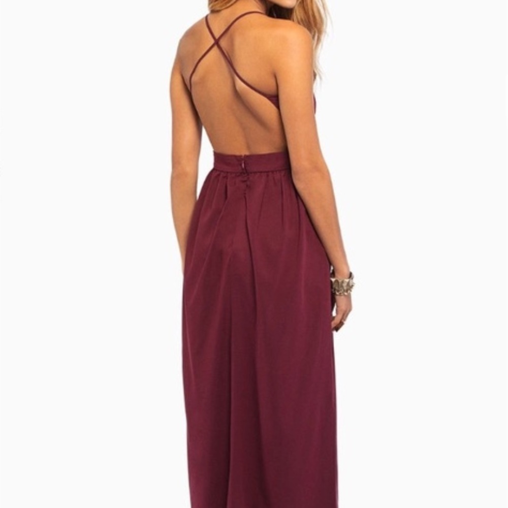 Tobi maroon X back maxi dress